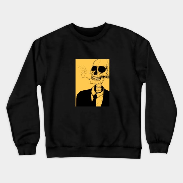 Macabre Skeleton In Black Suit Crewneck Sweatshirt by DRIPCRIME Y2K